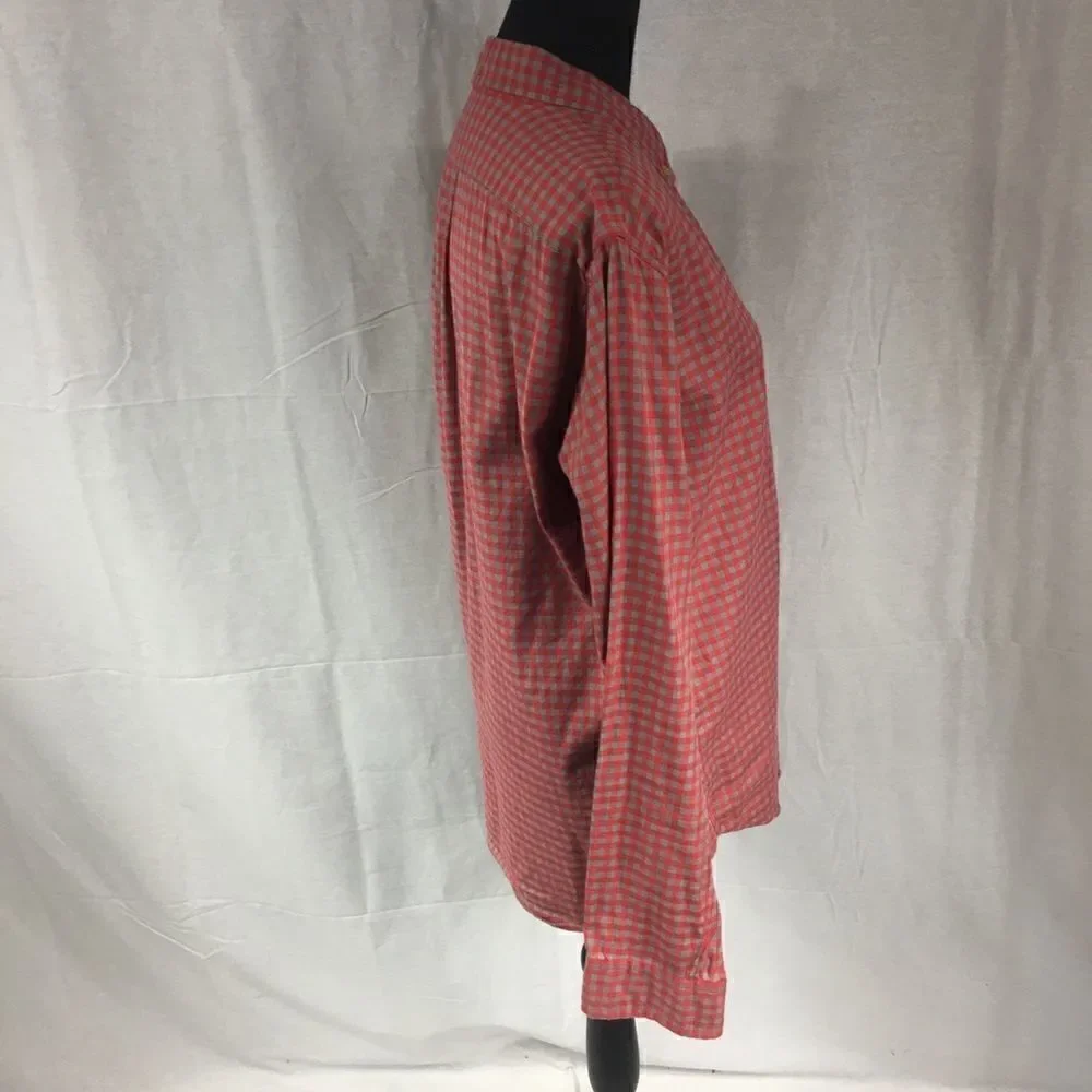 J. Crew Plaid Five Button Down Shirt Medium red gray Slim long sleeves f…